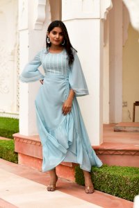 ALIZA GEORGETTE WATERFALL DRESS