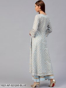 Blue & Golden Printed Kurta with Palazzos