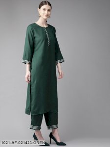 Green Solid Kurta with Palazzos