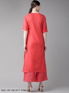 Pink & Golden Block Printed Kurta with Palazzos