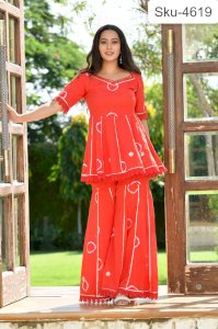 SOURI RED BANDHANI SHARARA SET