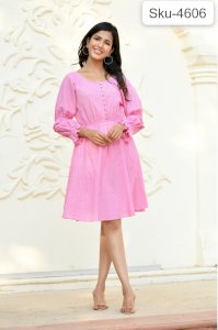 FLAMINGO COTTON DOBBY DRESS 