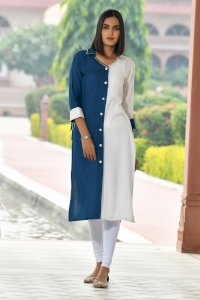 SOLID NECK LINE EMBROIDERED KURTA