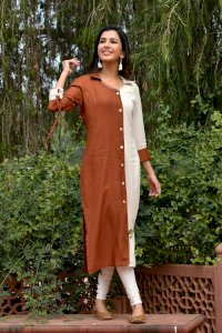 SOLID NECK LINE EMBROIDERED KURTA