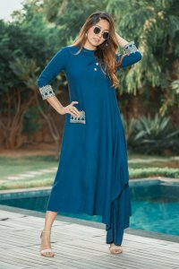 ZARI EMBROIDERED ASYMMETRICAL DRESS