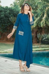 ZARI EMBROIDERED ASYMMETRICAL DRESS