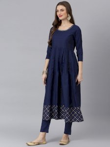 Women Checkered Rayon Flared Kurta Pant Dupatta Set